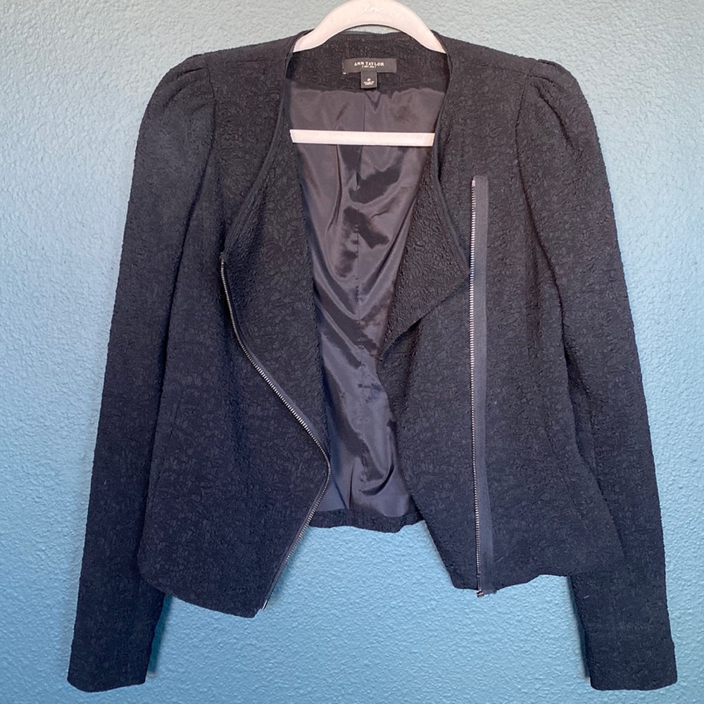 Ann Taylor Black Textured Blazer